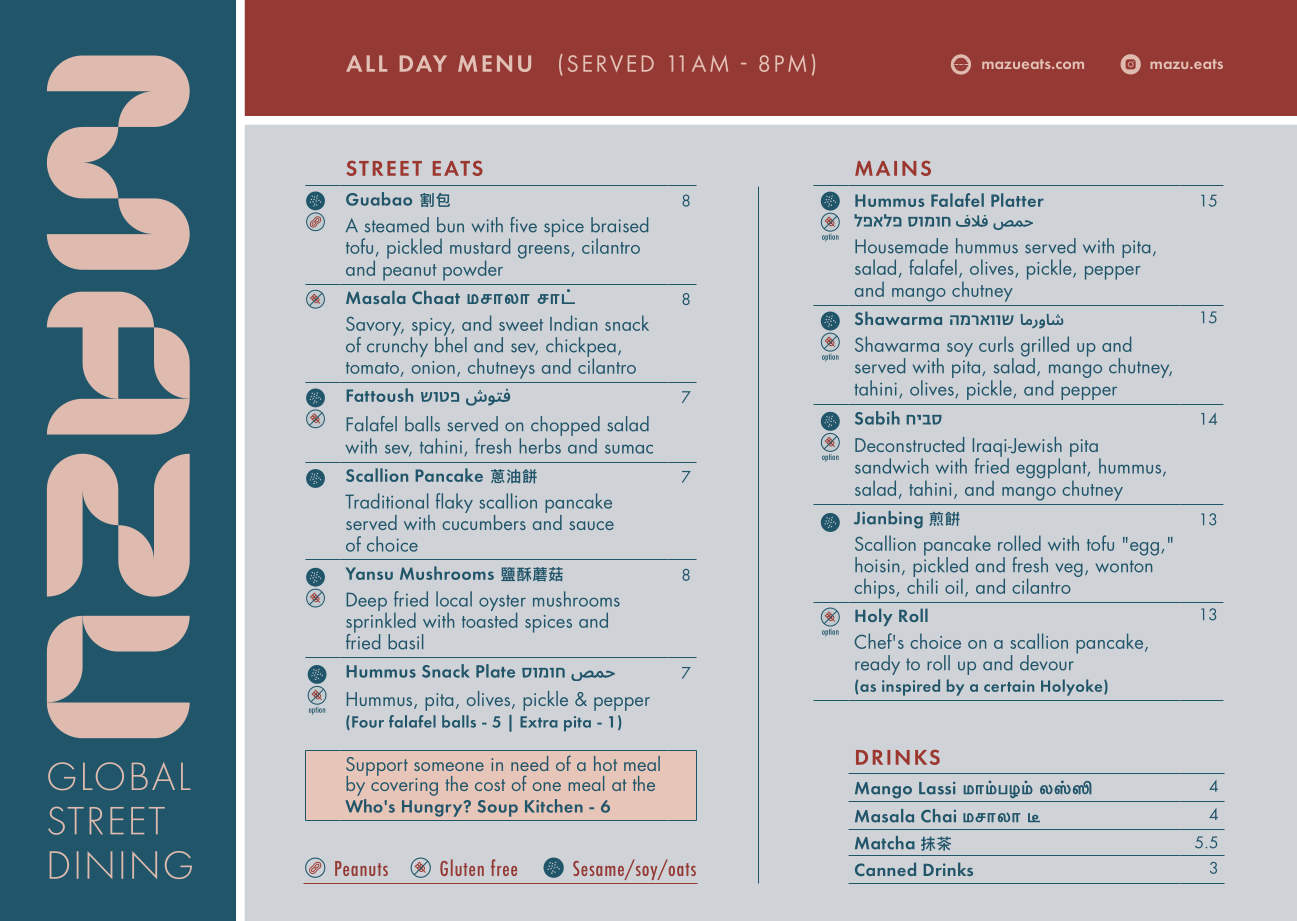 MAZU menu